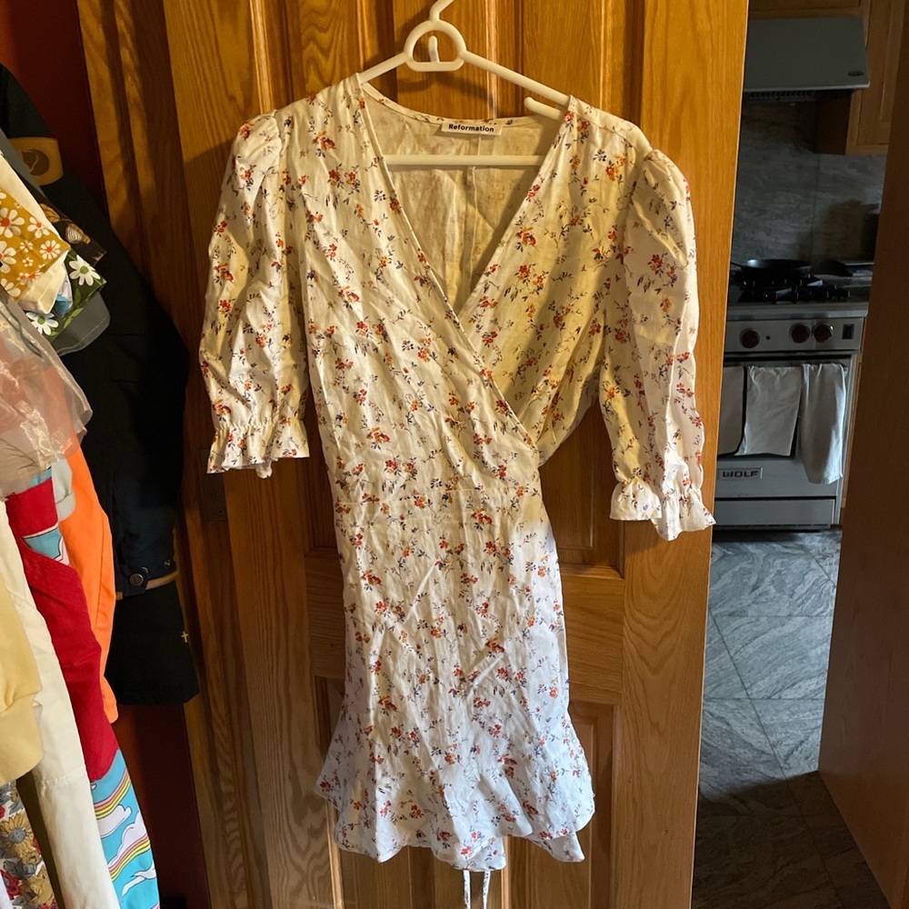 Reformation white linen Carmelo Dress XL